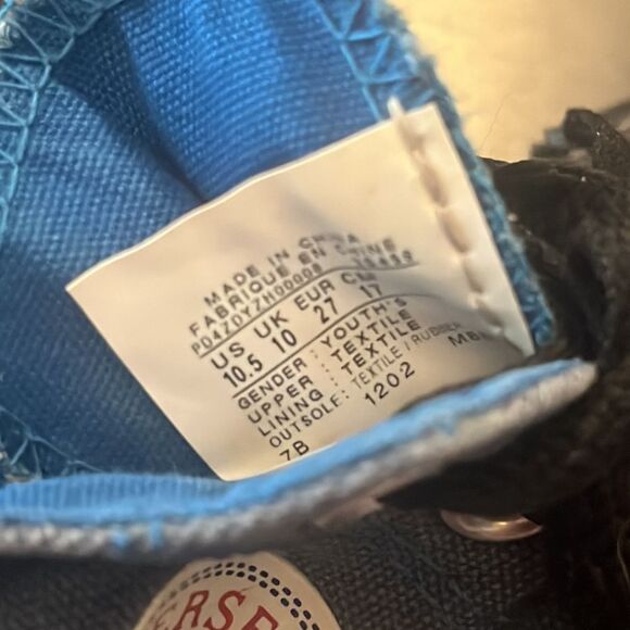 Boys Converse All Star Sneakers size 10.5 Blue/black/camo/plaid - Picture 7 of 11